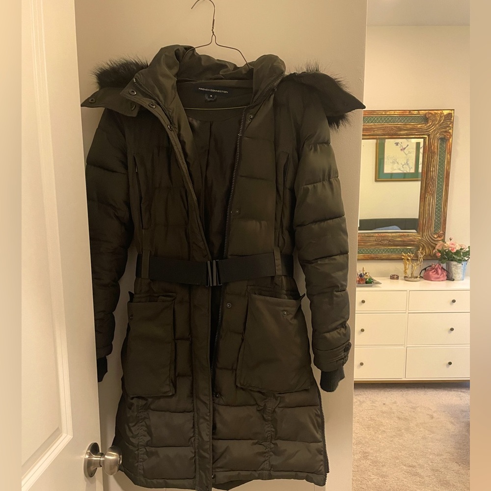 French connection olive green coat